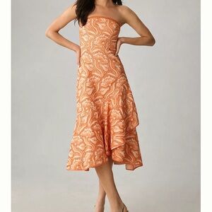 Anthropologie peach midi dress